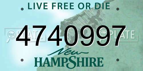 4740997 New Hampshire License Plate