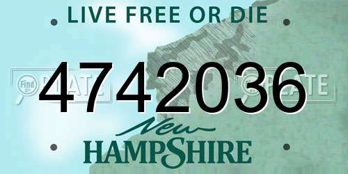 4742036 New Hampshire License Plate