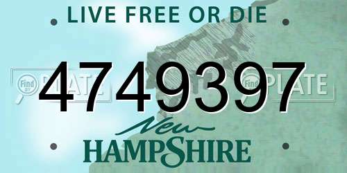 4749397 New Hampshire License Plate