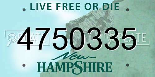 4750335 New Hampshire License Plate