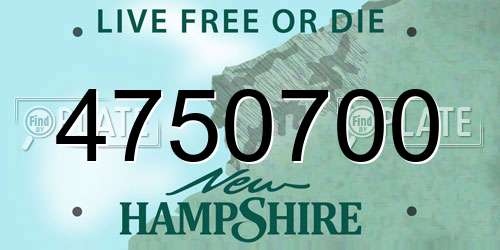 4750700 New Hampshire License Plate