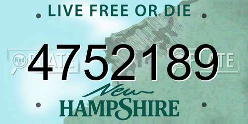 4752189 New Hampshire License Plate