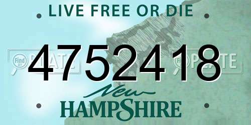 4752418 New Hampshire License Plate