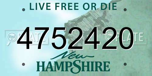 4752420 New Hampshire License Plate