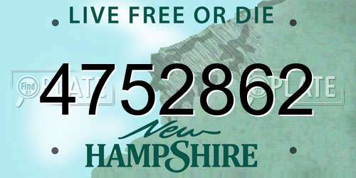 4752862 New Hampshire License Plate