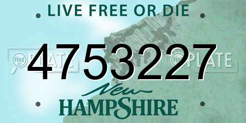 4753227 New Hampshire License Plate