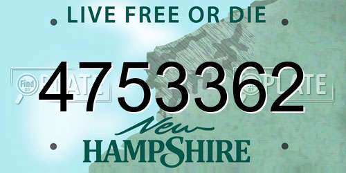 4753362 New Hampshire License Plate