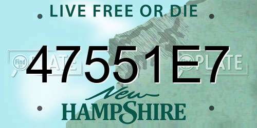 47551E7 New Hampshire License Plate