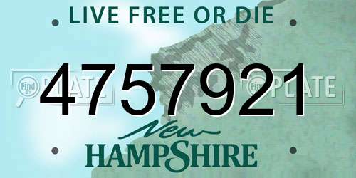 4757921 New Hampshire License Plate
