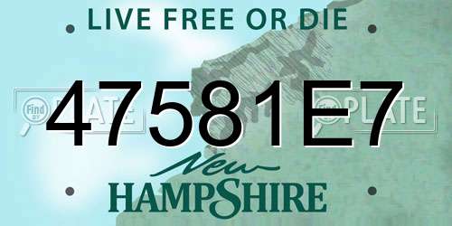 47581E7 New Hampshire License Plate