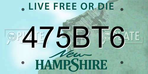 475BT6 New Hampshire License Plate