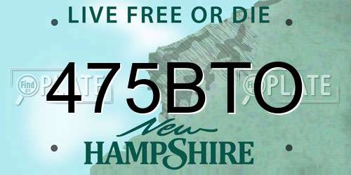 475BTO New Hampshire License Plate