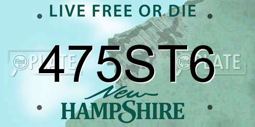 475ST6 New Hampshire License Plate