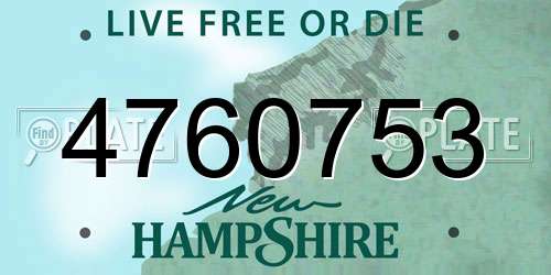 4760753 New Hampshire License Plate