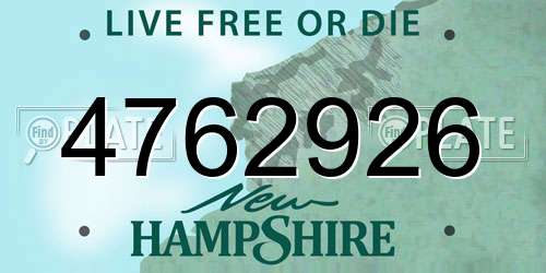 4762926 New Hampshire License Plate