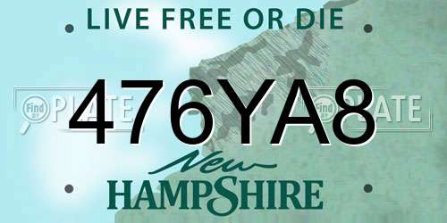 476YA8 New Hampshire License Plate