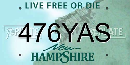 476YAS New Hampshire License Plate