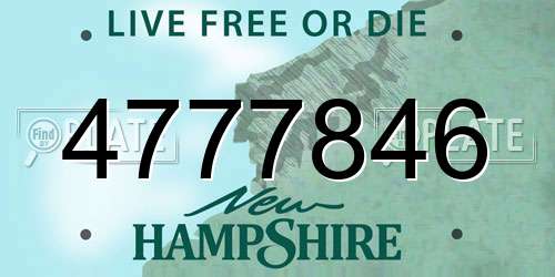 4777846 New Hampshire License Plate