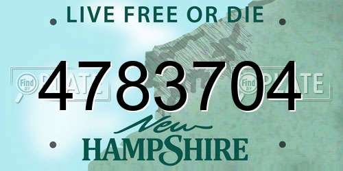 4783704 New Hampshire License Plate