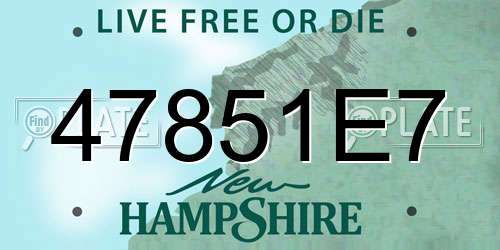 47851E7 New Hampshire License Plate
