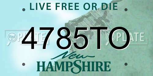 4785TO New Hampshire License Plate