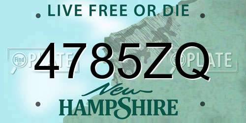 4785ZQ New Hampshire License Plate