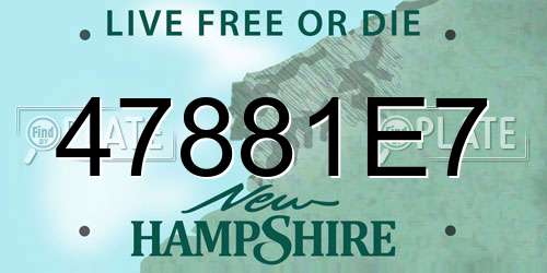 47881E7 New Hampshire License Plate