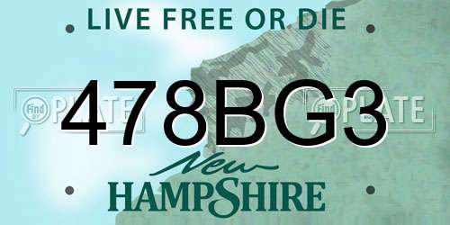 478BG3 New Hampshire License Plate