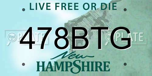 478BTG New Hampshire License Plate