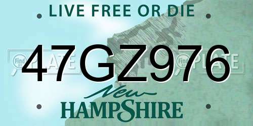 47GZ976 New Hampshire License Plate