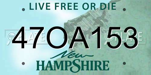 47OA153 New Hampshire License Plate