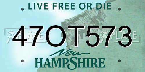 47OT573 New Hampshire License Plate