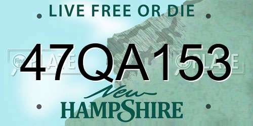 47QA153 New Hampshire License Plate