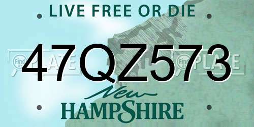 47QZ573 New Hampshire License Plate
