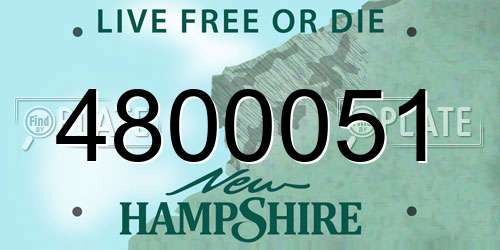 4800051 New Hampshire License Plate