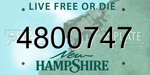 4800747 New Hampshire License Plate