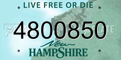 4800850 New Hampshire License Plate