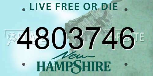 4803746 New Hampshire License Plate