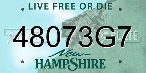 48073G7 New Hampshire License Plate