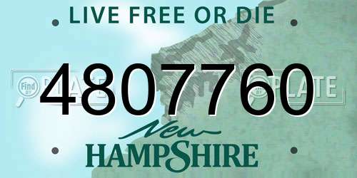 4807760 New Hampshire License Plate