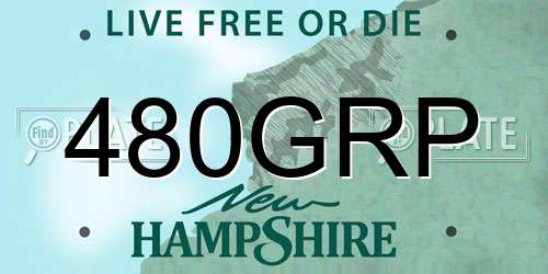 480GRP New Hampshire License Plate