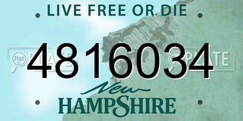 4816034 New Hampshire License Plate