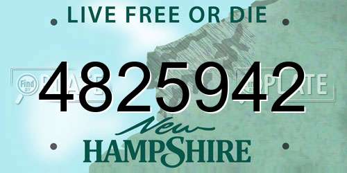 4825942 New Hampshire License Plate