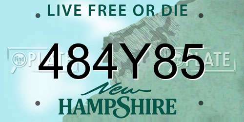 484Y85 New Hampshire License Plate