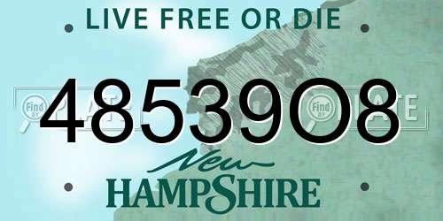 48539O8 New Hampshire License Plate