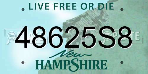 48625S8 New Hampshire License Plate