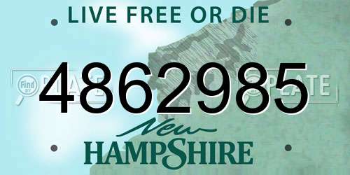 4862985 New Hampshire License Plate