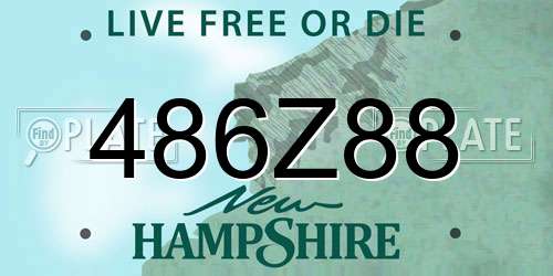 486Z88 New Hampshire License Plate