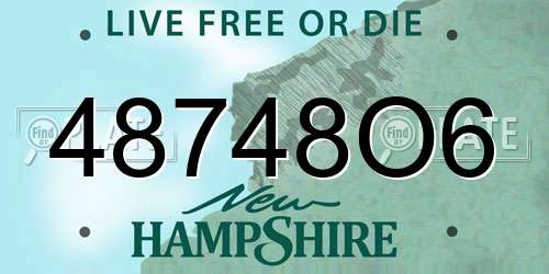 48748O6 New Hampshire License Plate