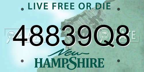 48839Q8 New Hampshire License Plate